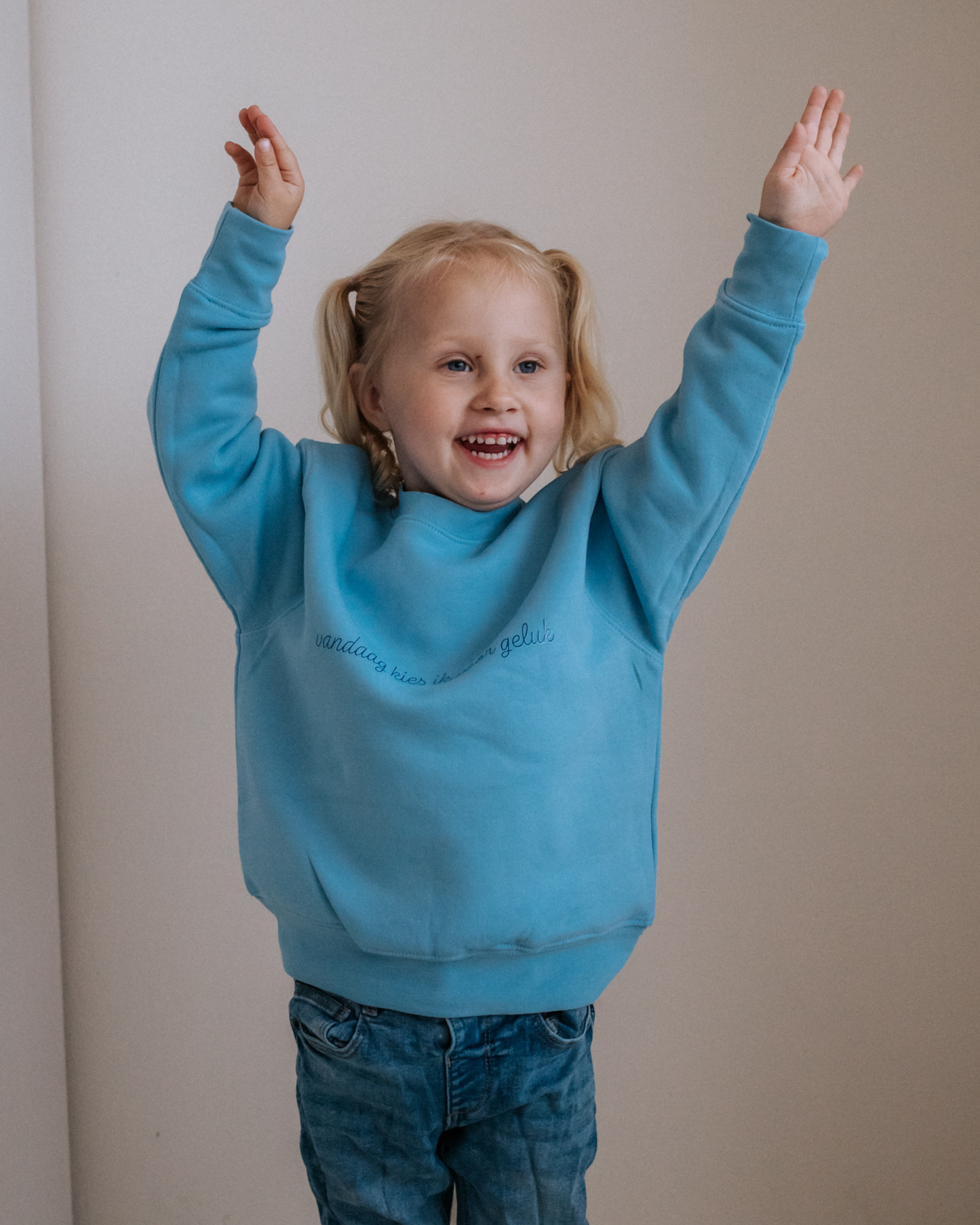 'Vandaag kies ik voor geluk' Sweater - Kids Blue