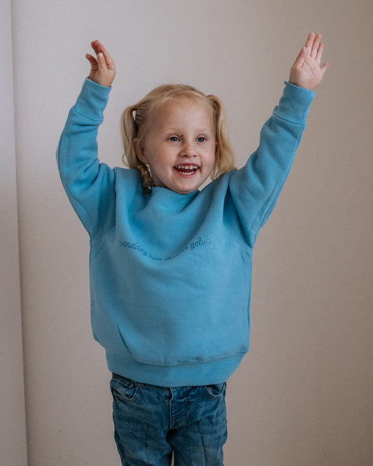 'Vandaag kies ik voor geluk' Sweater - Kids Blue