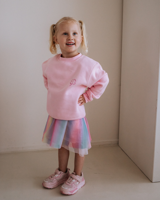 Klavertje Sweater - Kids roze