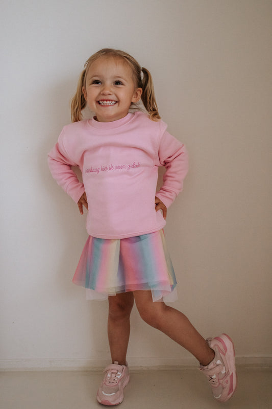 'Vandaag kies ik voor geluk' Sweater - Kids roze